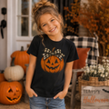 Jack-O'-Lantern with Plaid Bow Youth Graphic Tee