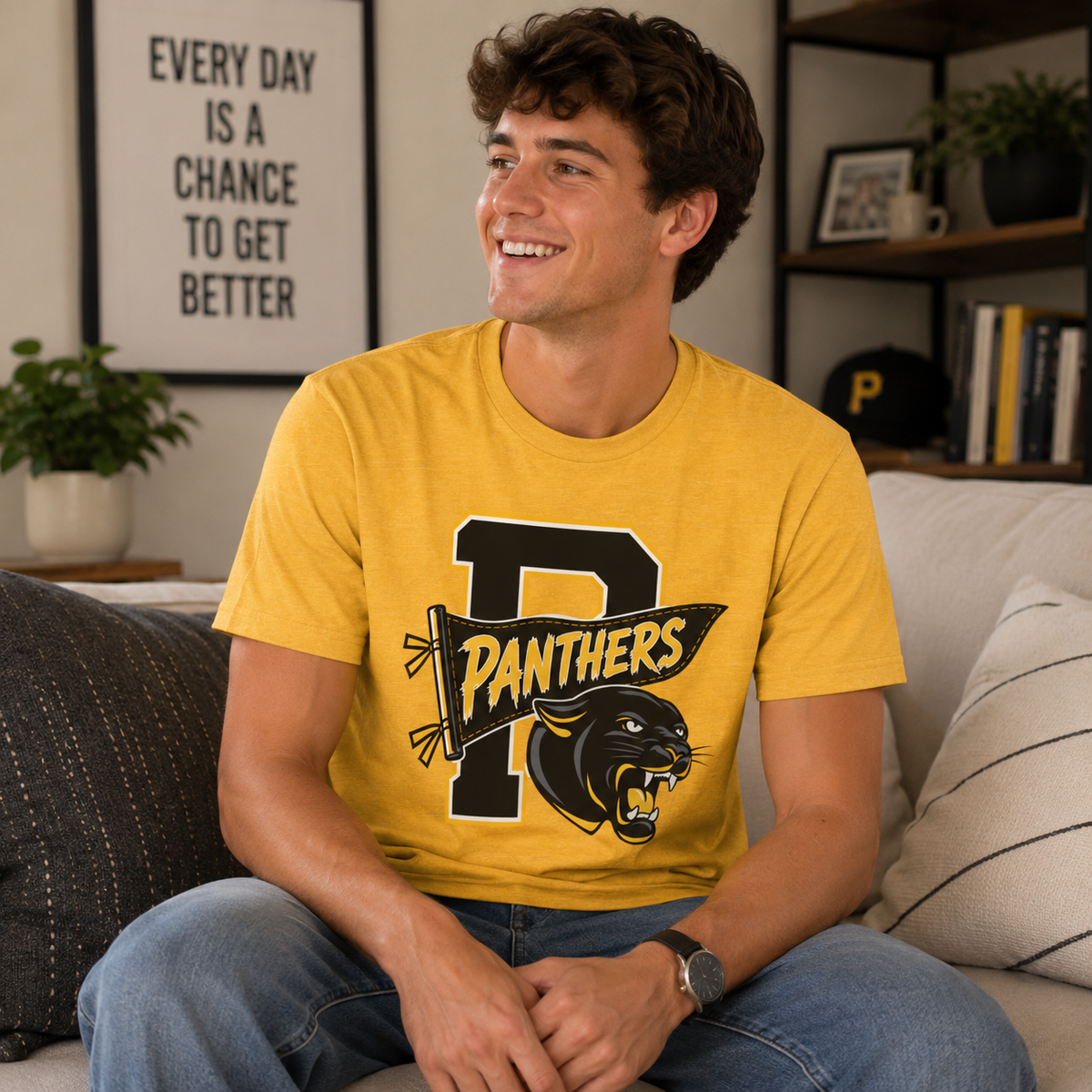 Panthers Vintage Letterman Tee