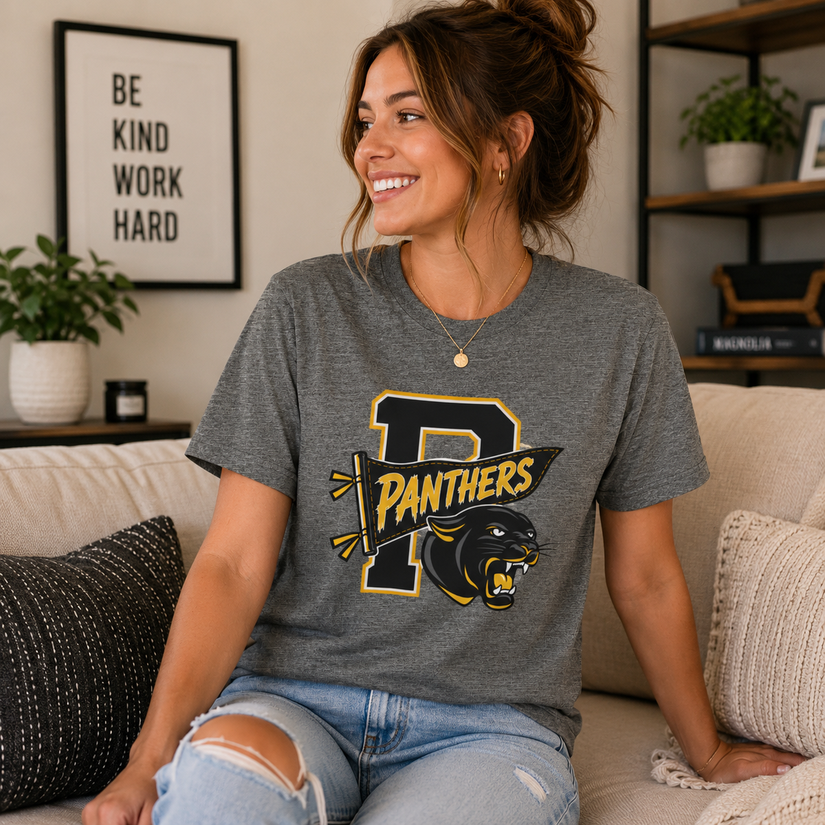Panthers Vintage Letterman Tee