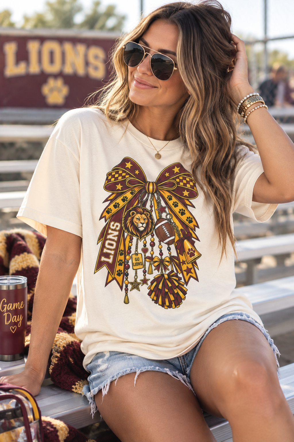 Lions Spirit Cheer Bow T-Shirt