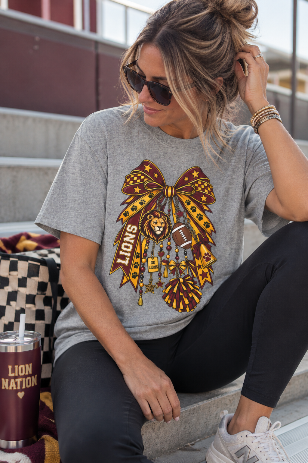 Lions Spirit Cheer Bow T-Shirt