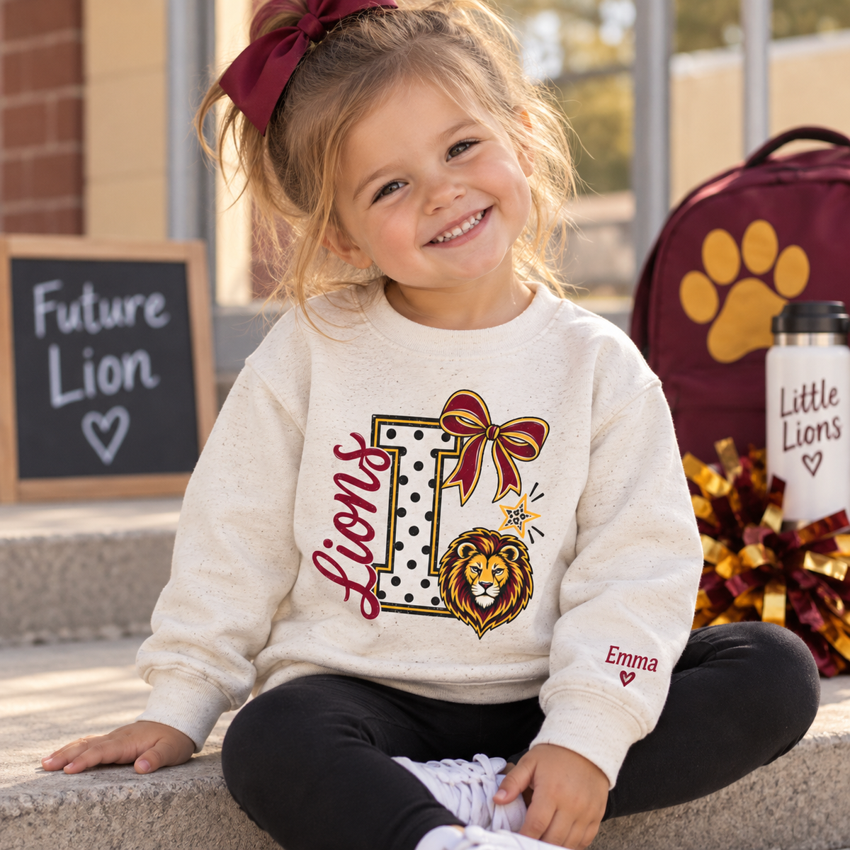 'L Lions'  Monogram Toddler Crewneck