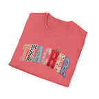 Teacher Colorful Patchwork Letters T-Shirt — Back to School Gift