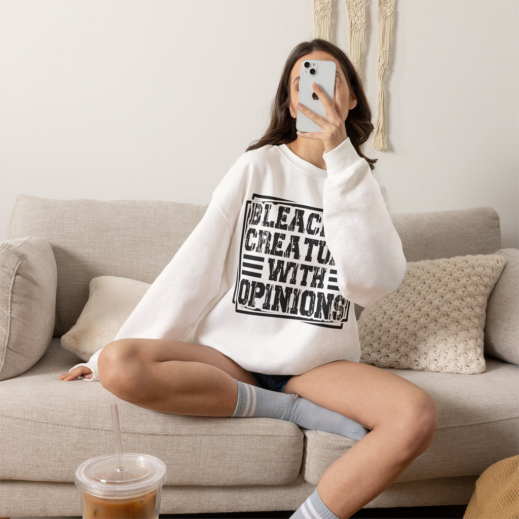 "Bleacher Creature With Opinions" Vintage-Style Crewneck
