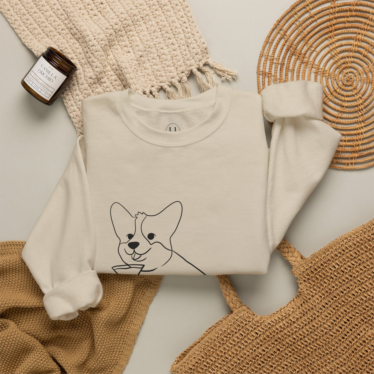 Corgi Cocktail Crewneck Sweatshirt