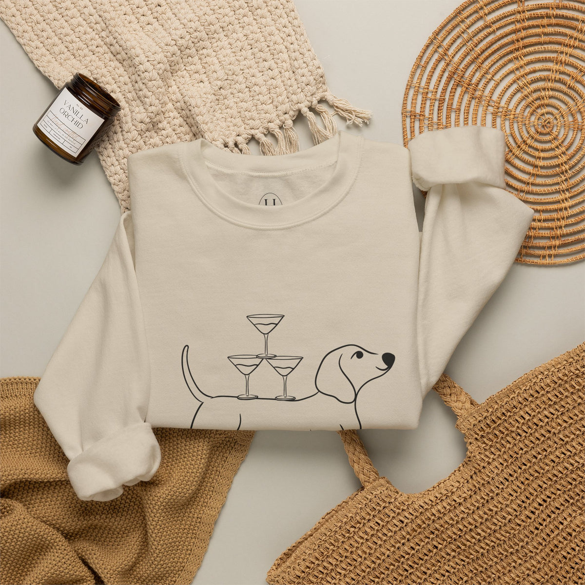 Dachshund Cocktail Crewneck Sweatshirt