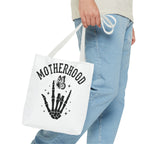 Motherhood Skeleton Tote Bag — Edgy Black & White All-Over Print