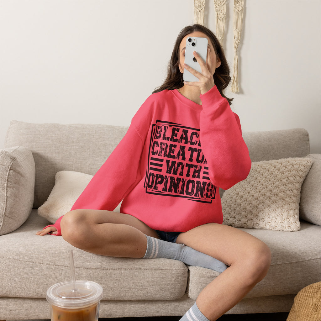 "Bleacher Creature With Opinions" Vintage-Style Crewneck