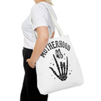 Motherhood Skeleton Tote Bag — Edgy Black & White All-Over Print