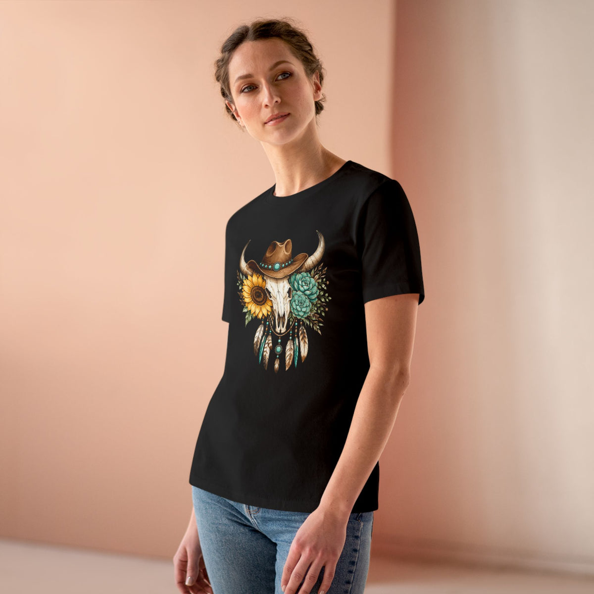 Cow Skull Floral Tee