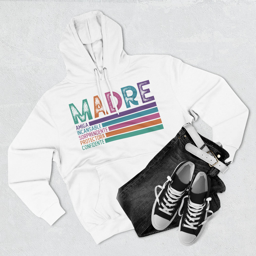 Madre Graphic Hoodie — Colorful Spanish Mother Tribute (Amiga, Protectora, Confidente)