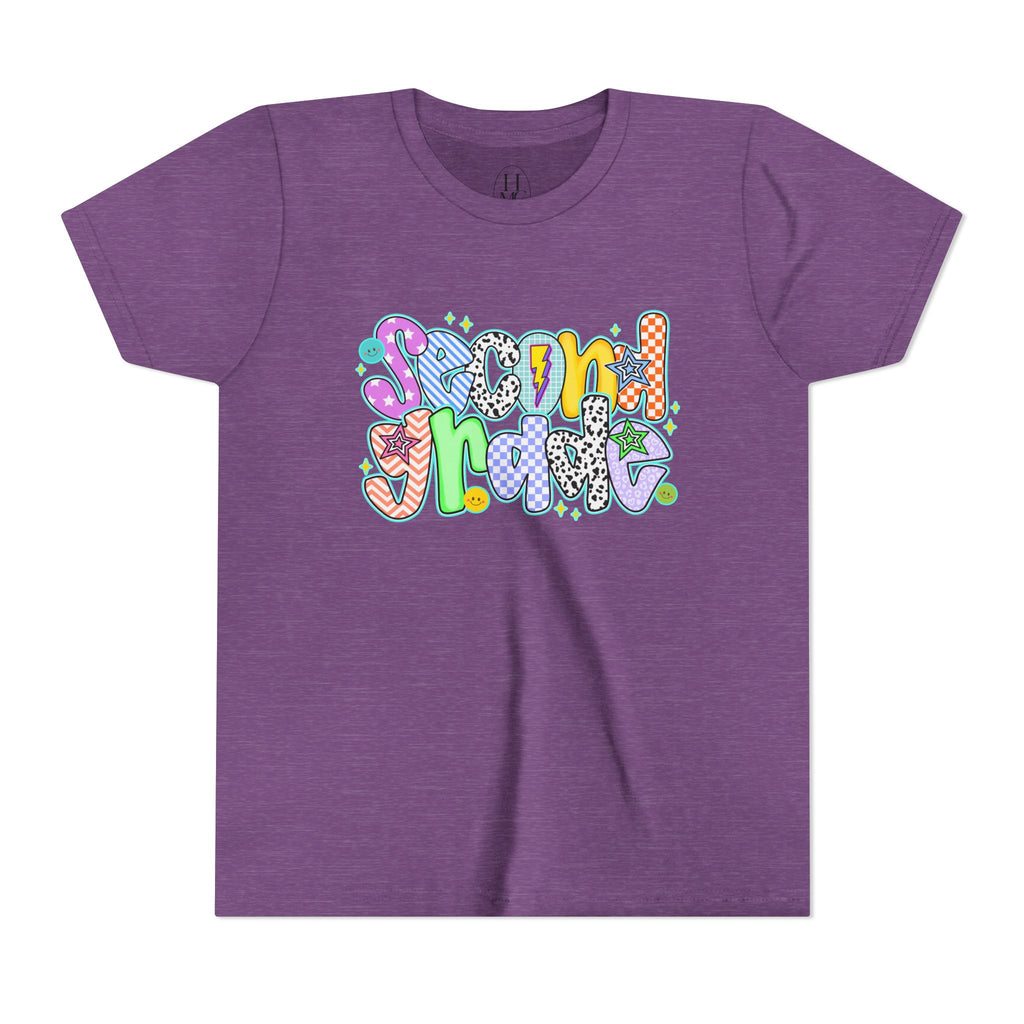 2nd Grade Back To School Doodle Font Youth Tee