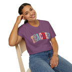 Teacher Colorful Patchwork Letters T-Shirt — Back to School Gift