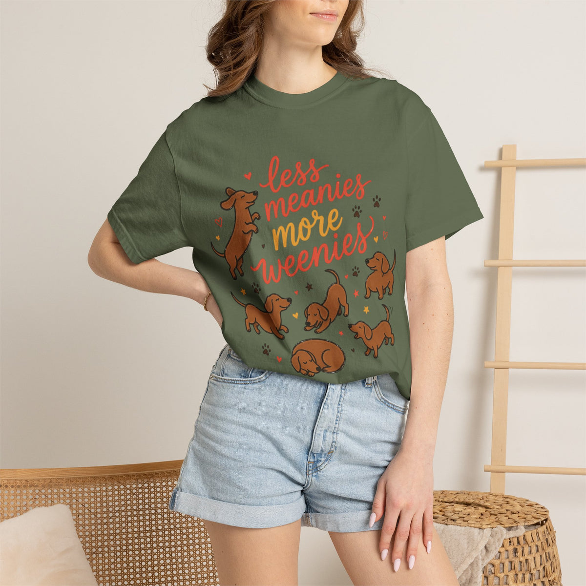 Less Meanies More Weenies Dachshund Graphic T-Shirt