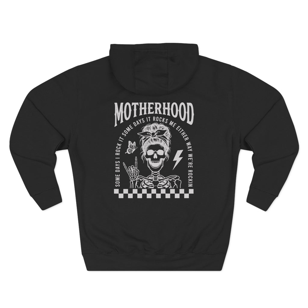 Motherhood Skeleton Graphic Hoodie — Rock Mom Fleece Pullover