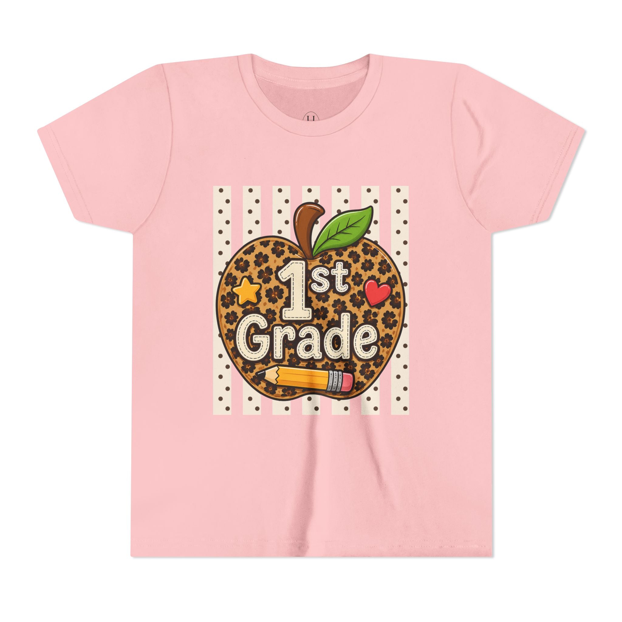 1st Grade Leopard Apple Youth T‑Shirt