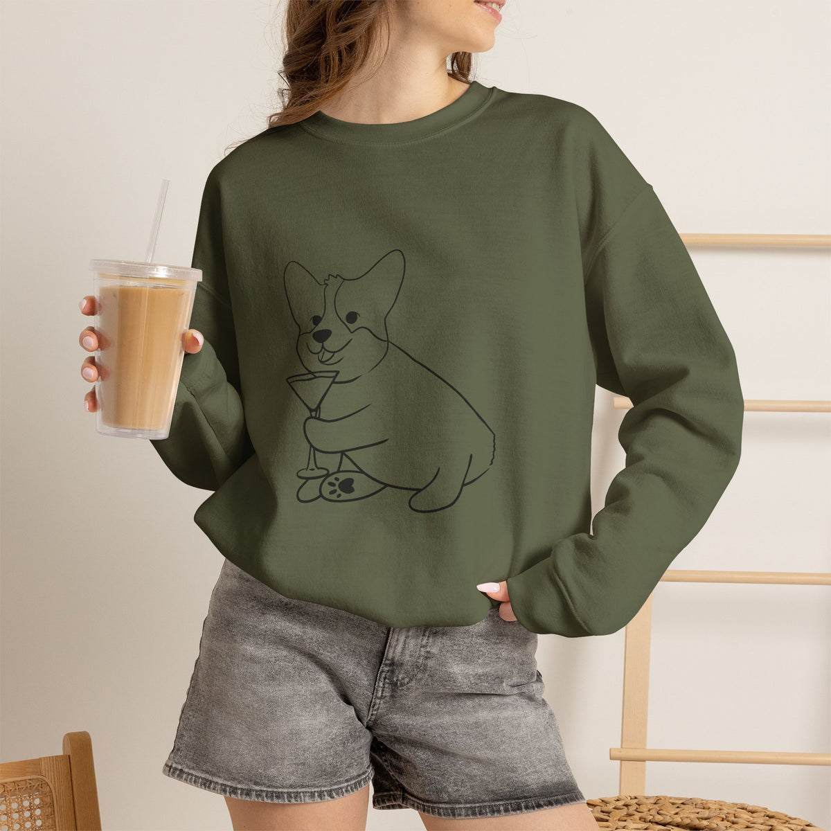 Corgi Cocktail Crewneck Sweatshirt