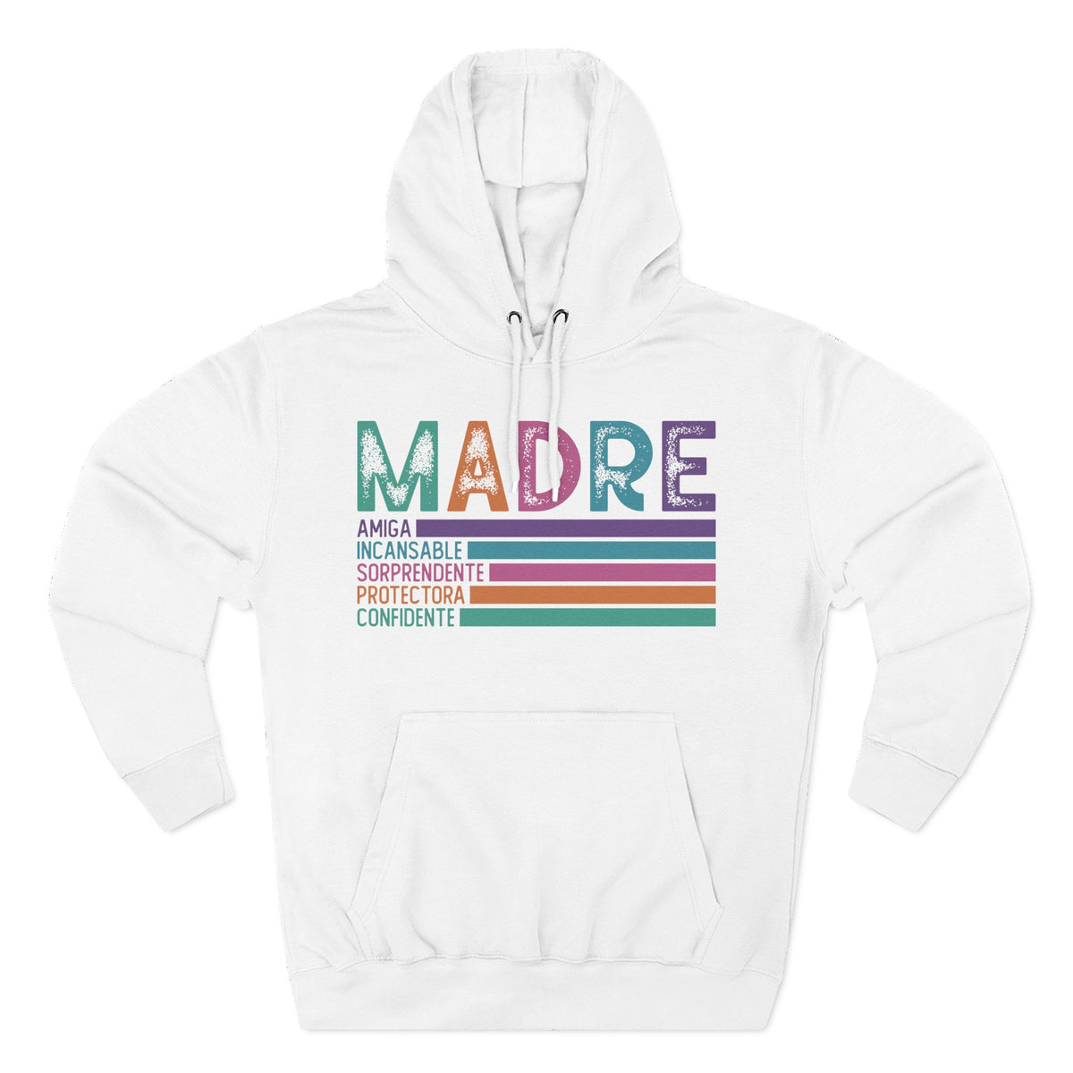 Madre Graphic Hoodie — Colorful Spanish Mother Tribute (Amiga, Protectora, Confidente)