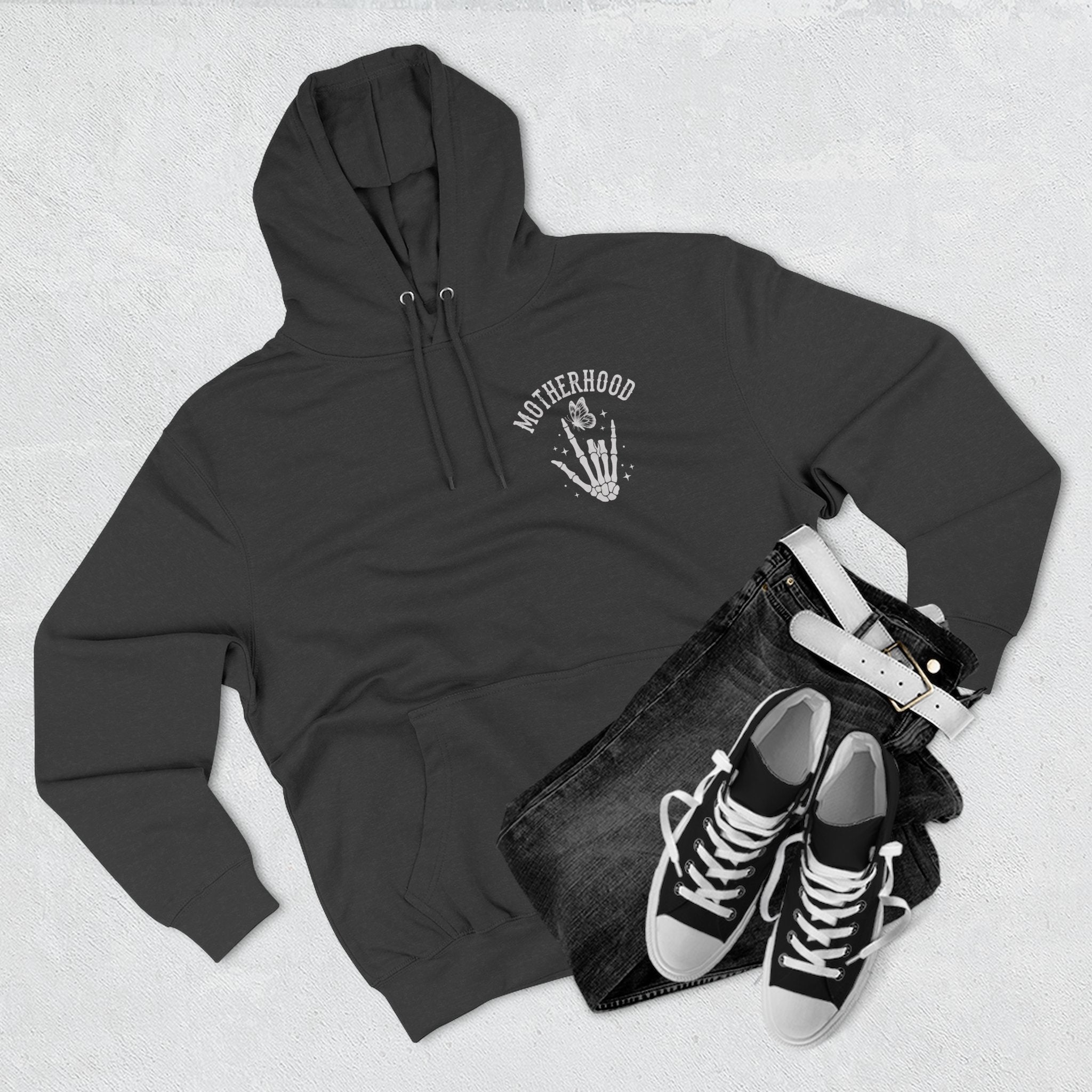 Motherhood Skeleton Graphic Hoodie — Rock Mom Fleece Pullover