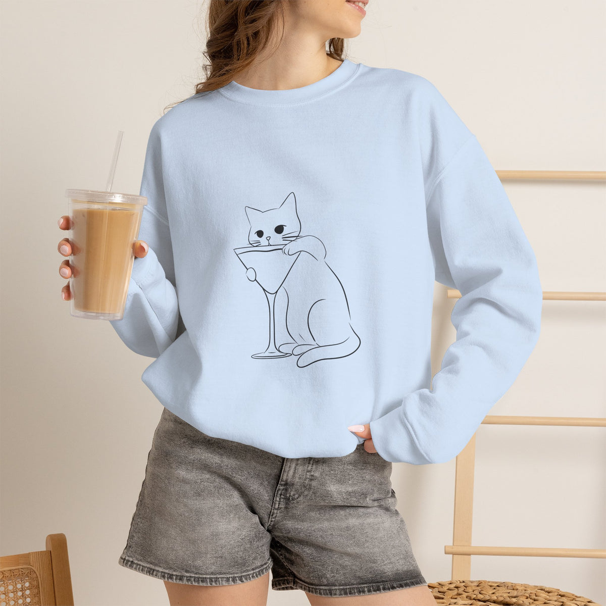 Cat Minimalist Crewneck Sweatshirt