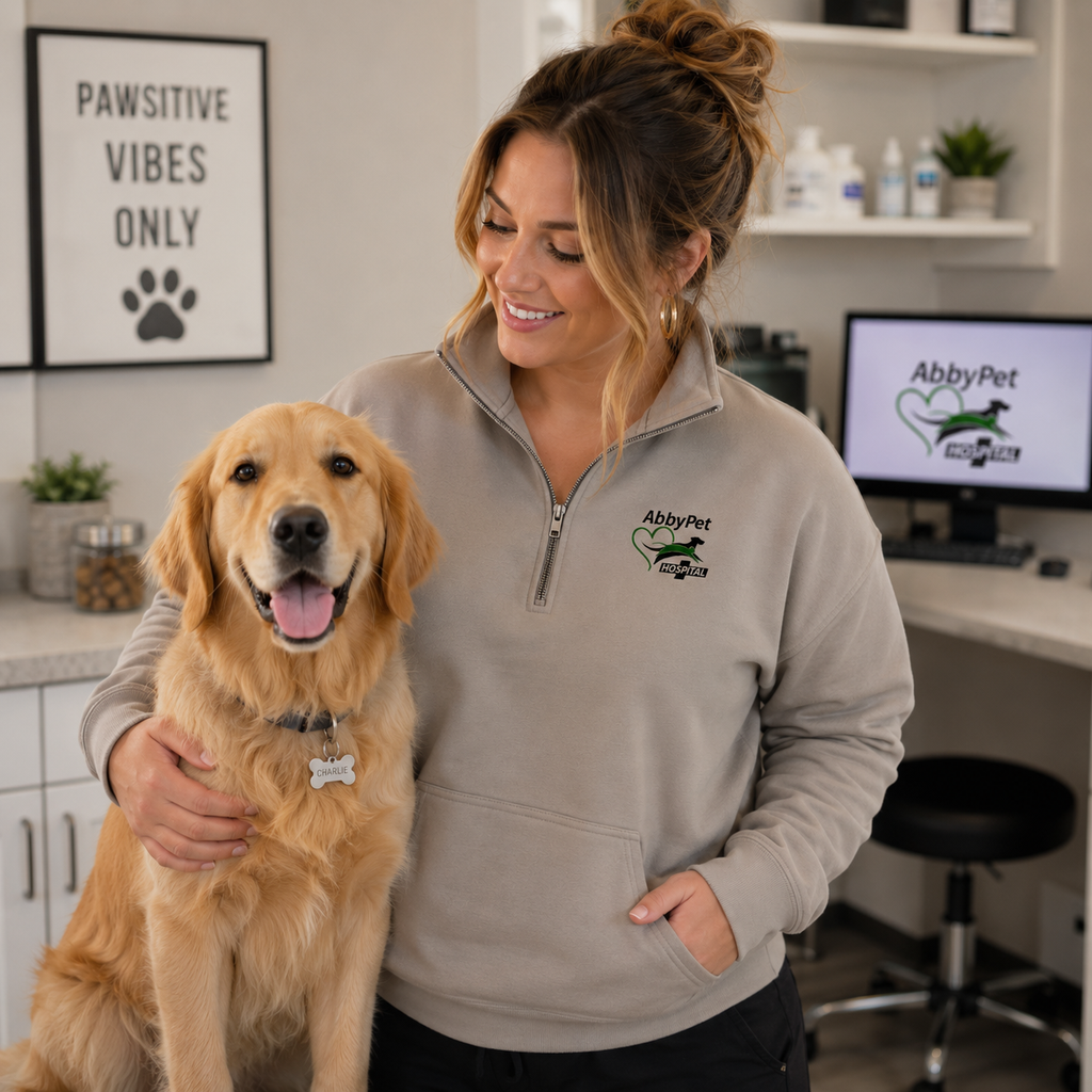 Abby Pet Logo Embroidered Quarter-Zip Pullover