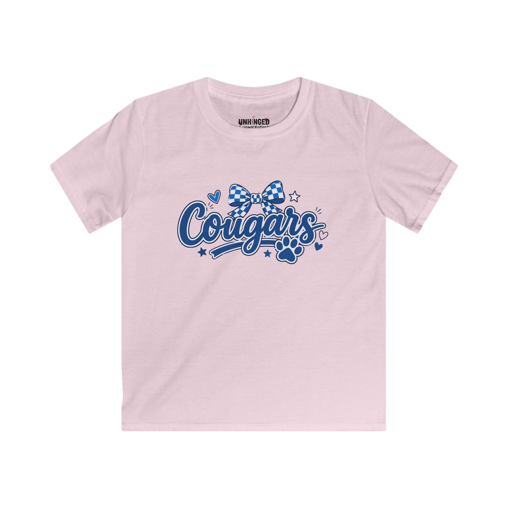 "Cougars" Paw & Bow Youth School Spirit Tee