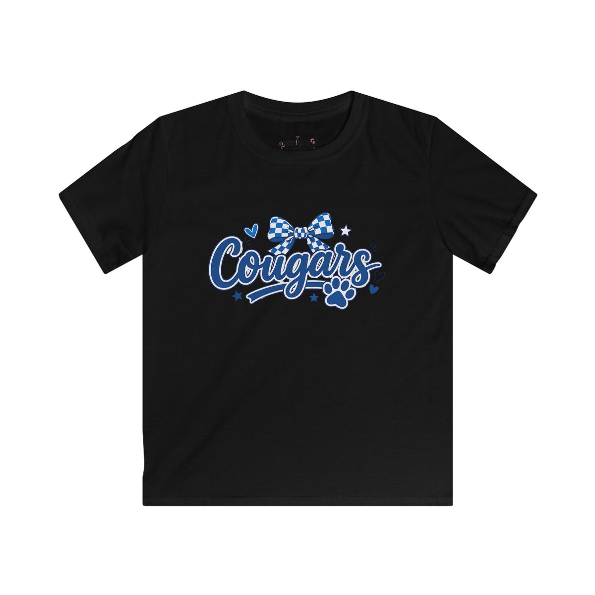 "Cougars" Paw & Bow Youth School Spirit Tee
