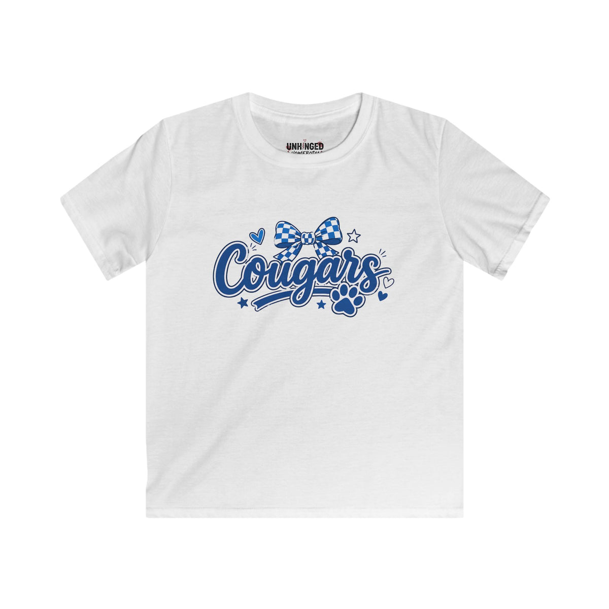 "Cougars" Paw & Bow Youth School Spirit Tee