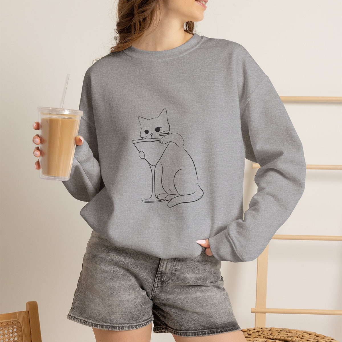 Cat Minimalist Crewneck Sweatshirt