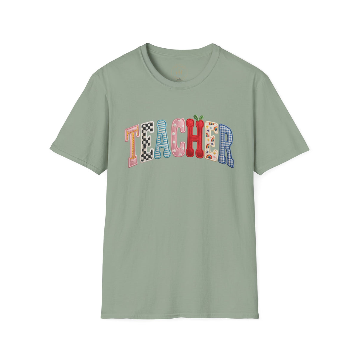 Teacher Colorful Patchwork Letters T-Shirt — Back to School Gift