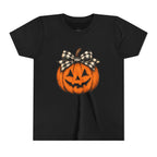 Jack-O'-Lantern with Plaid Bow Youth Graphic Tee