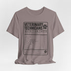 Veterinary Technicians "Nutrition Facts"  Vet Tech Gift Tee