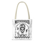 Motherhood Skeleton Tote Bag — Edgy Black & White All-Over Print