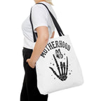Motherhood Skeleton Tote Bag — Edgy Black & White All-Over Print