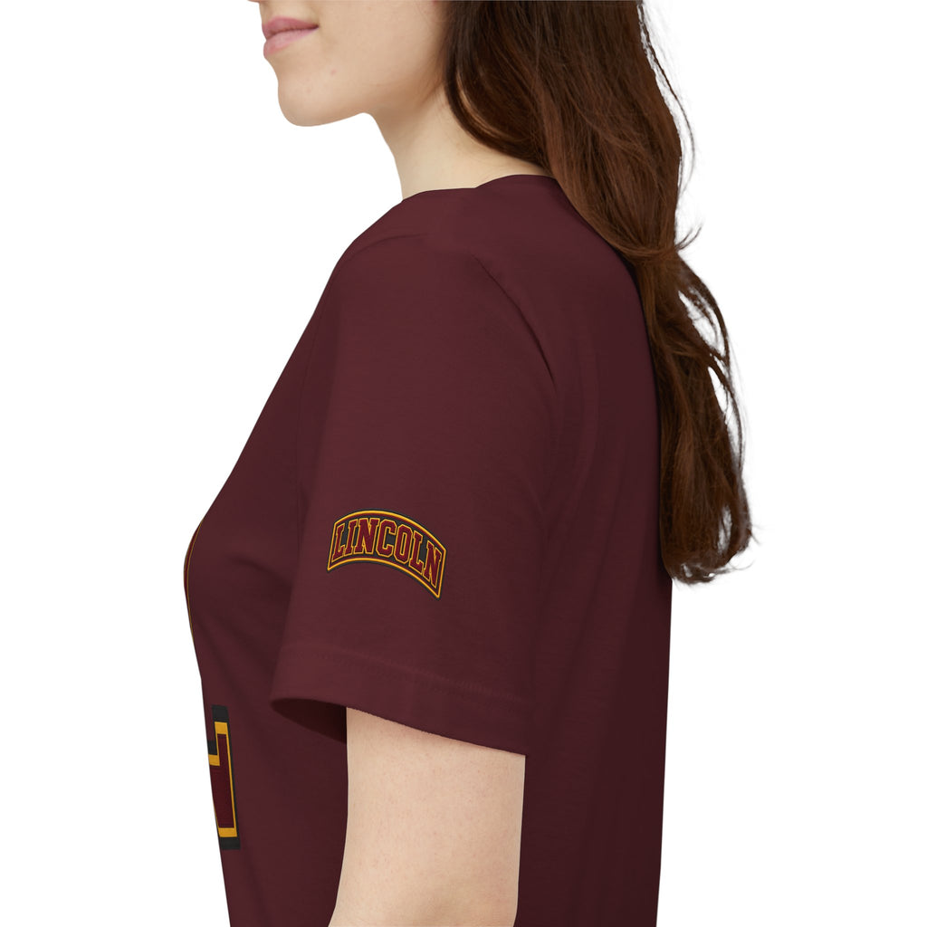 Letter L Varsity T-Shirt - LIONS Custom - Order one size bigger to achieve the look as the female shown.