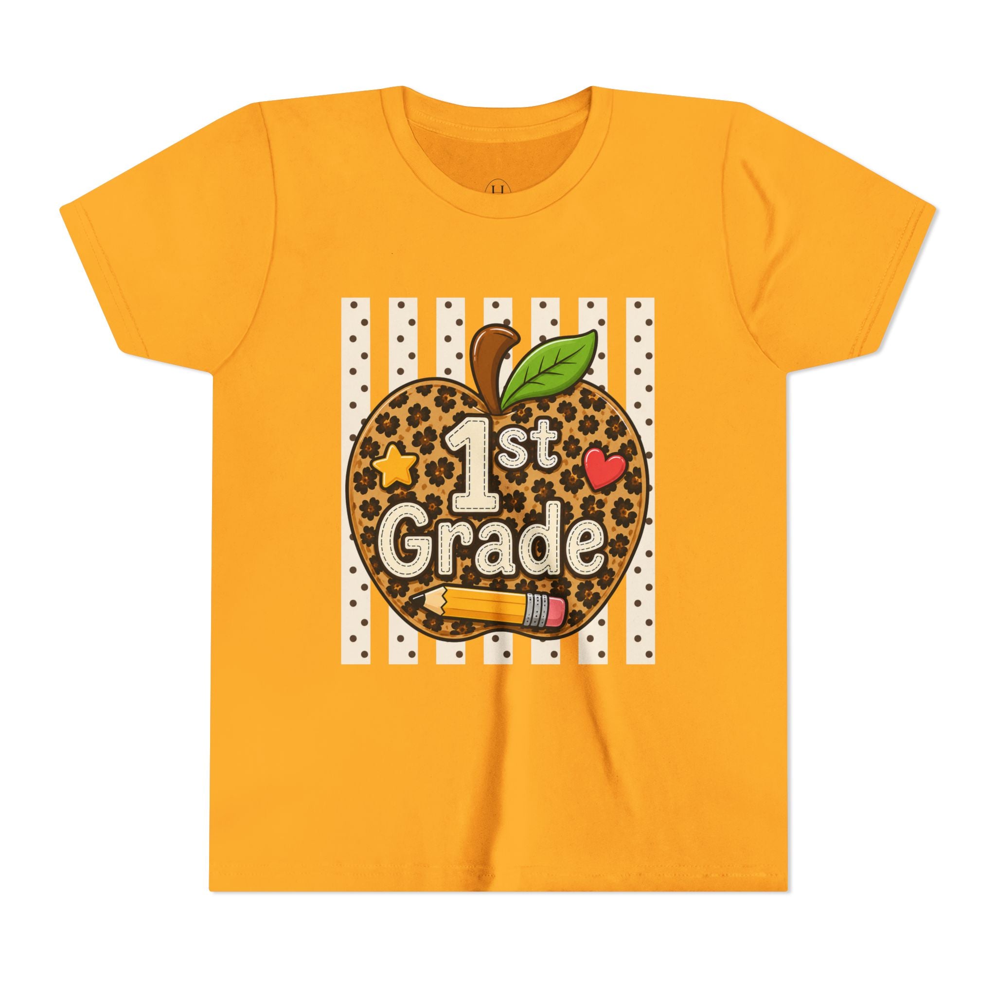1st Grade Leopard Apple Youth T‑Shirt