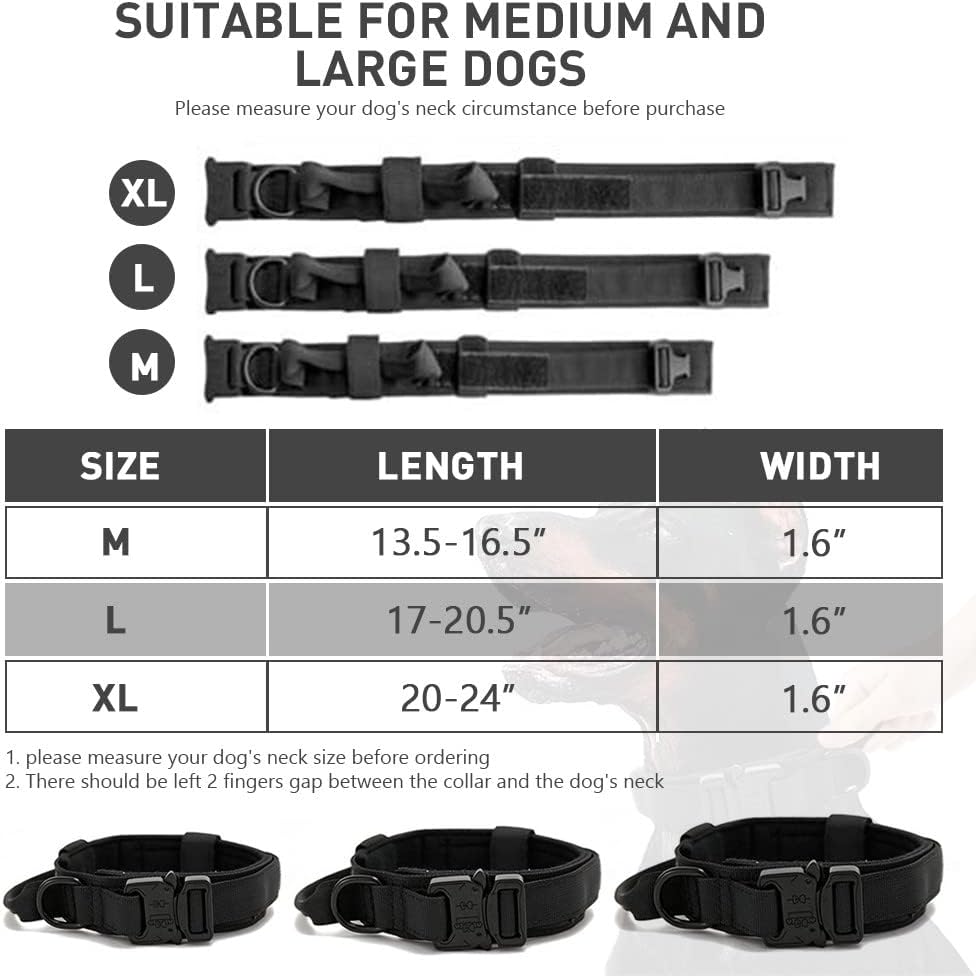 Military-Style Tactical Nylon Dog Collar and Leash Set