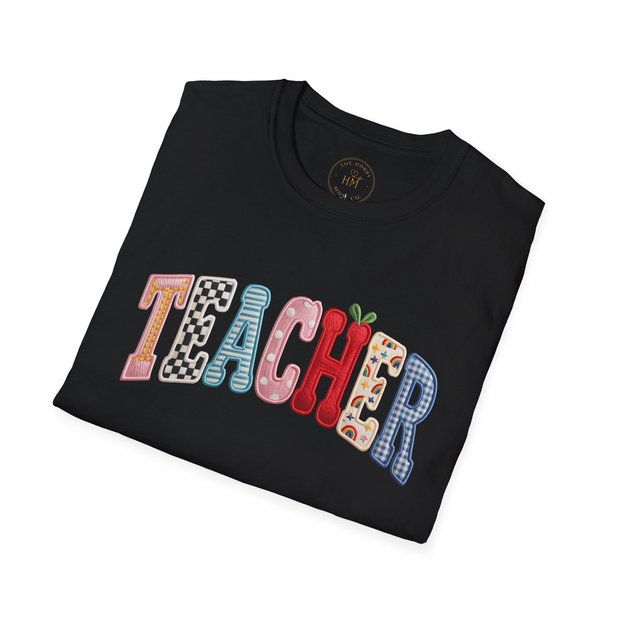 Teacher Colorful Patchwork Letters T-Shirt — Back to School Gift