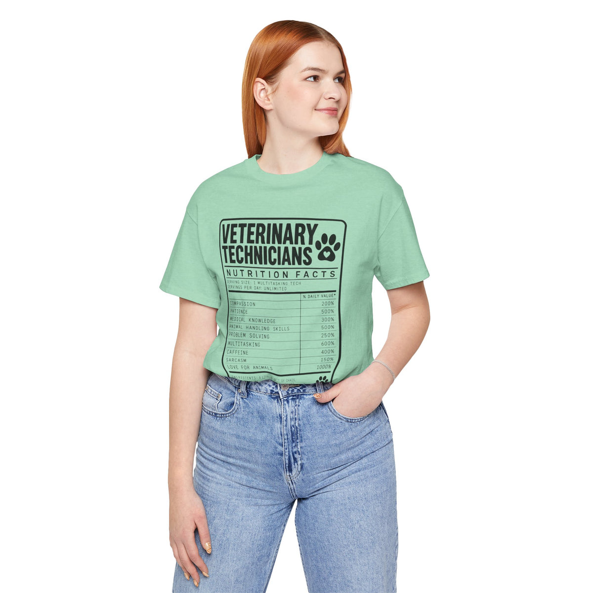 Veterinary Technicians "Nutrition Facts"  Vet Tech Gift Tee