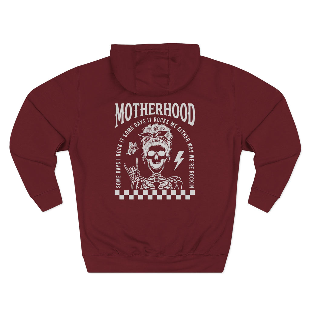 Motherhood Skeleton Graphic Hoodie — Rock Mom Fleece Pullover