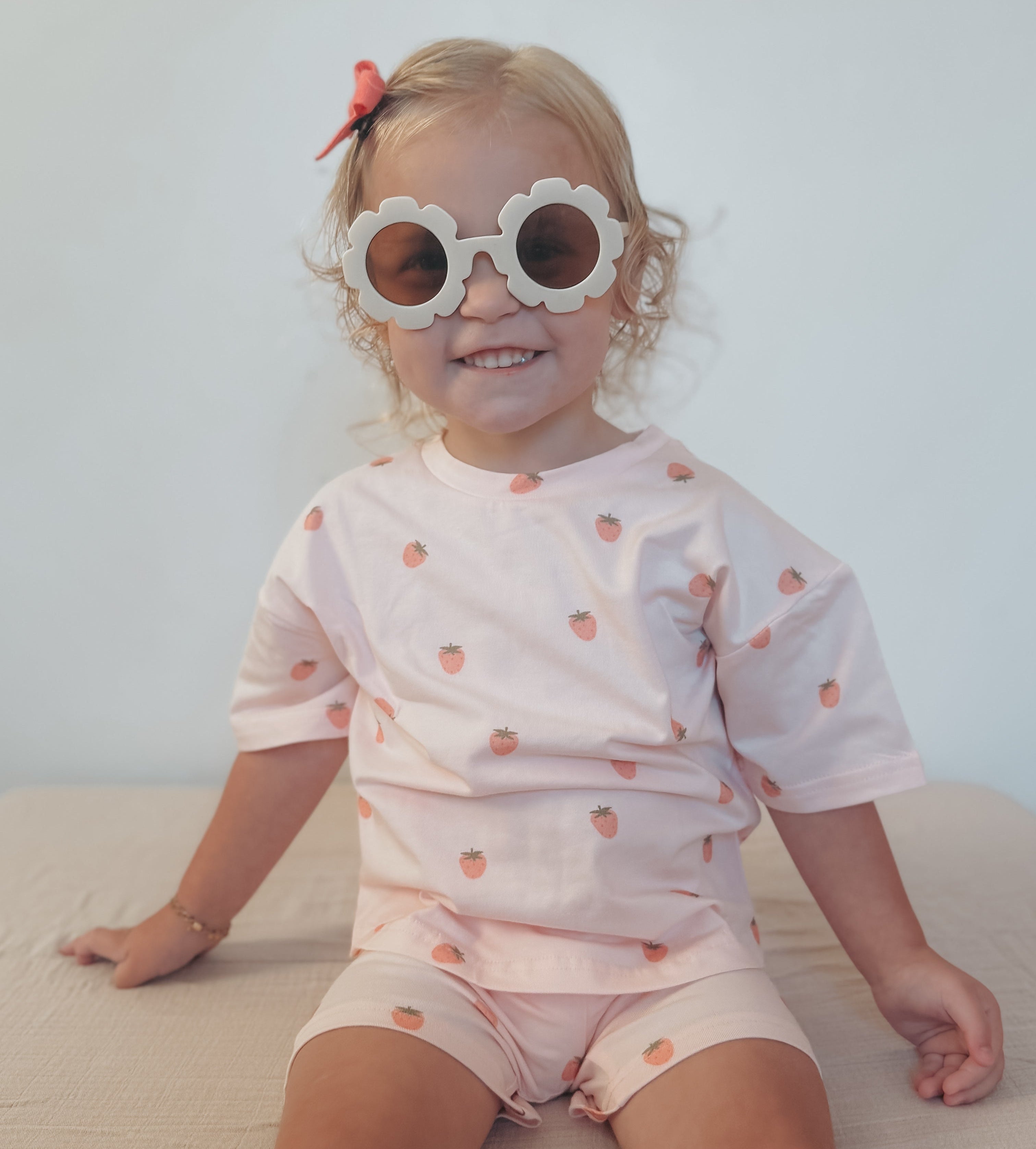 Organic Cotton Strawberry Print Shorts Set Toddler / Kids