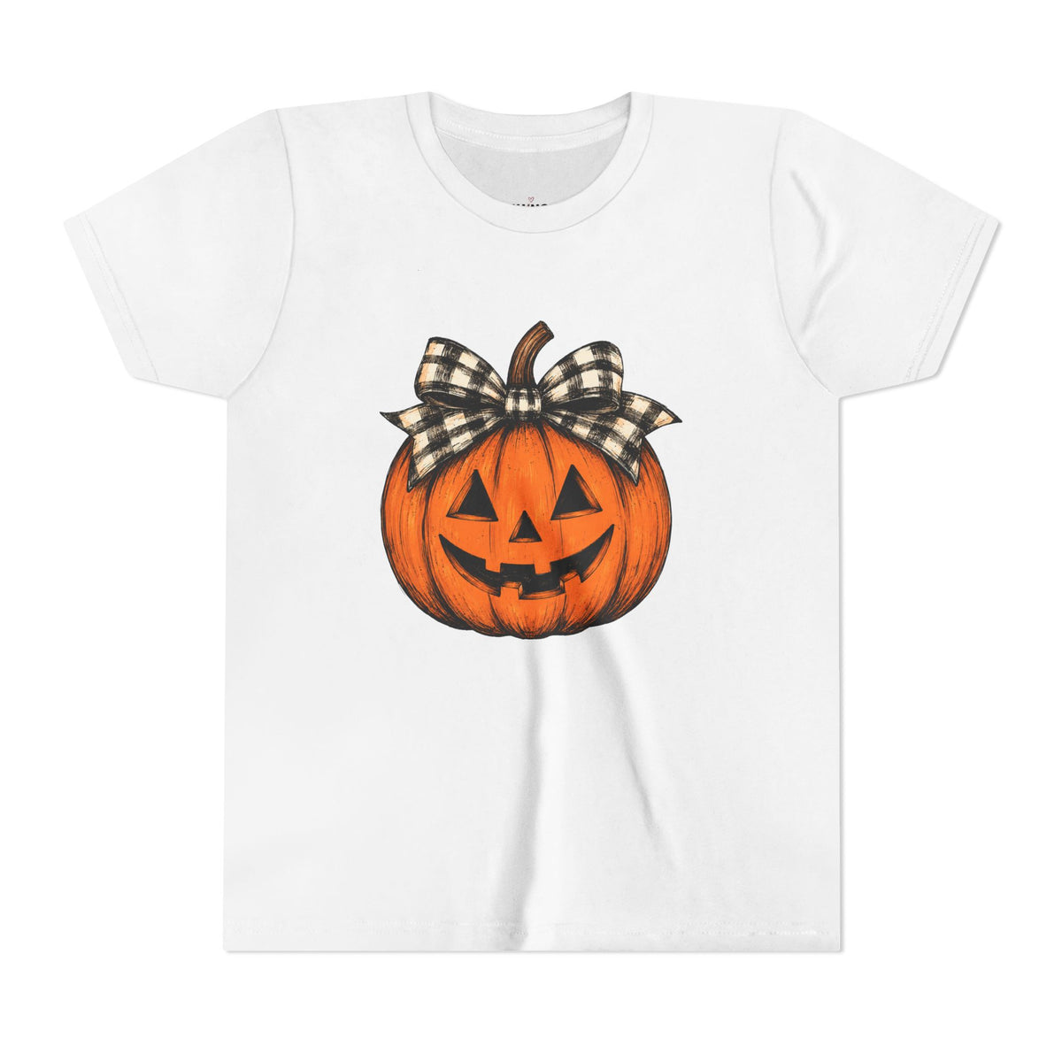 Jack-O'-Lantern with Plaid Bow Youth Graphic Tee