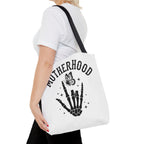 Motherhood Skeleton Tote Bag — Edgy Black & White All-Over Print
