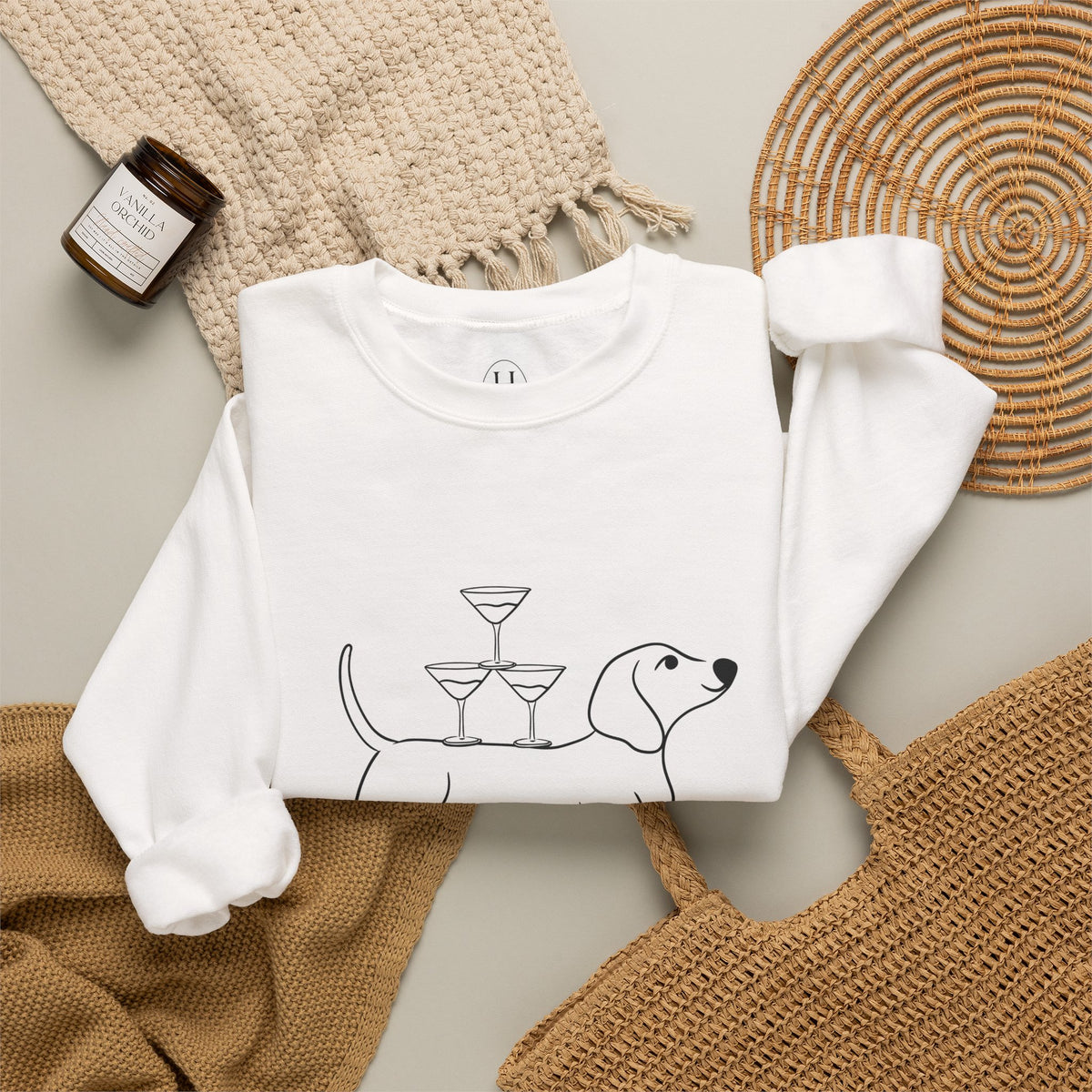 Dachshund Cocktail Crewneck Sweatshirt
