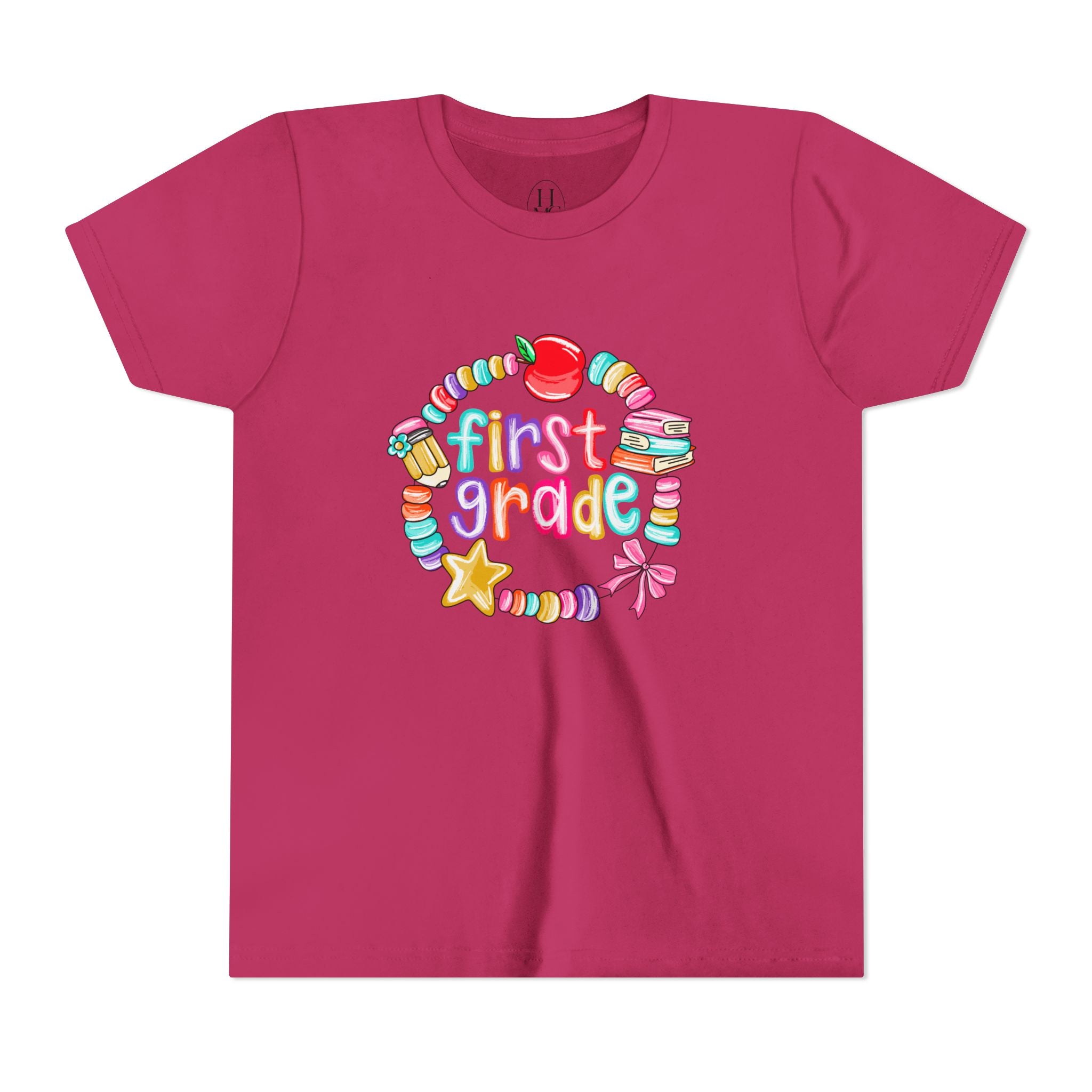 "First Grade" Colorful Back-to-School Shirt (Personalized Name Option)