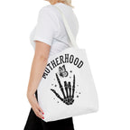 Motherhood Skeleton Tote Bag — Edgy Black & White All-Over Print