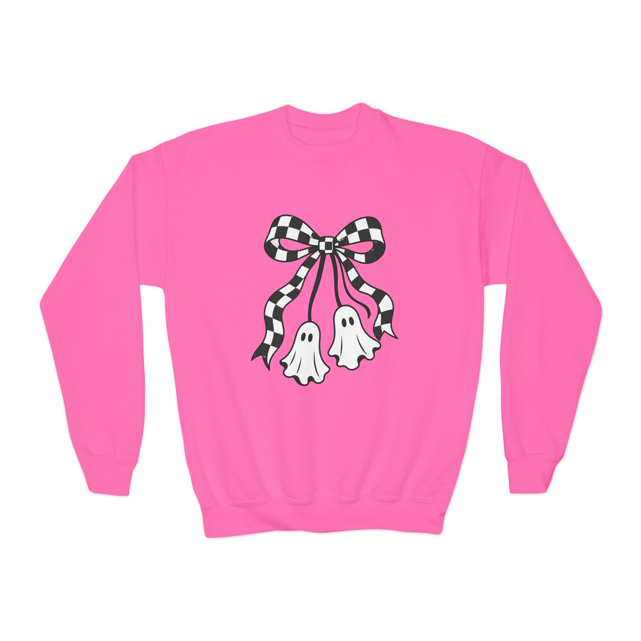 Checkered Bow Ghosts Halloween Kids Pullover