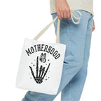 Motherhood Skeleton Tote Bag — Edgy Black & White All-Over Print