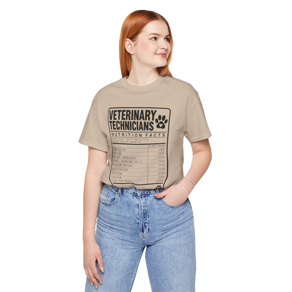 Veterinary Technicians "Nutrition Facts"  Vet Tech Gift Tee