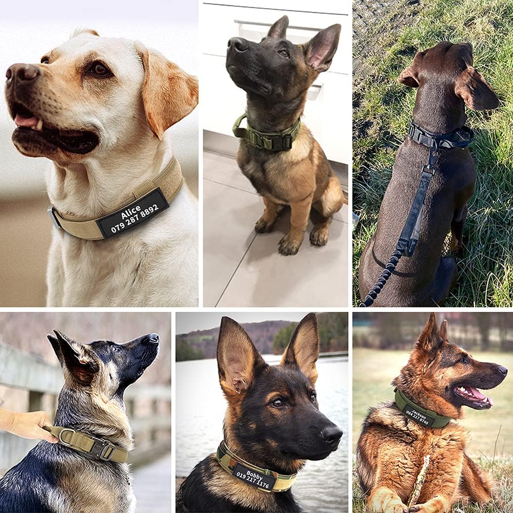 Military-Style Tactical Nylon Dog Collar and Leash Set